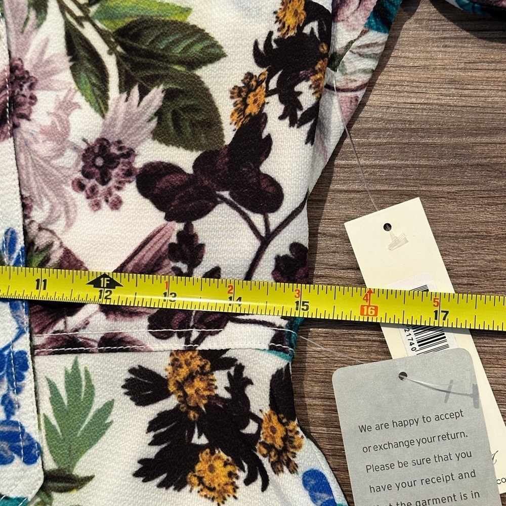 NWT! Eliza J Ivy Pebbled Crepe Tie Neck Floral Dress Size 6 - Picture 15 of 16